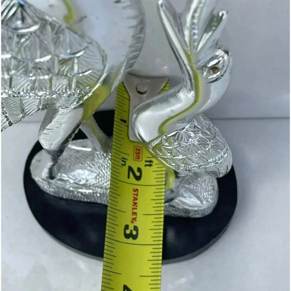 Vintage Collection White Metal Pair Of Swan With Stand Silver Sz 9"x2.5" - Picture 2 of 11